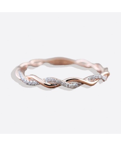 Dainty Pave Twist Stacking Ring 10 Rose Gold $31.32 Others