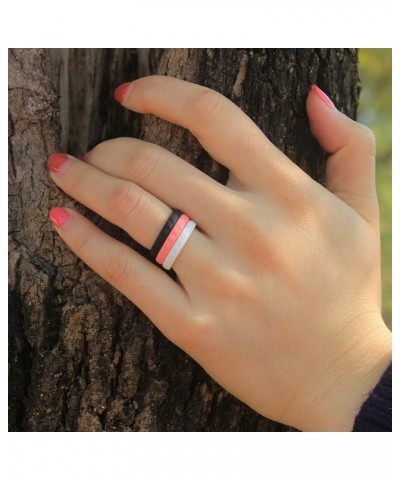 Silicone Stackble Braided Rubber Rings for Women,Glitter Rubber Band,Geometric Silicone Promise Rings,Diamond Pattern,Wave Pa...