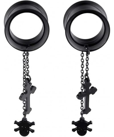 2pcs Stainless Steel Dangle Cross Spider Ear Gauges Piercing Tunnels 2g-5/8 inch skull, 2g(6mm) $9.51 Body Jewelry