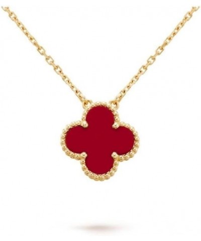 Silver Golden Lucky Four-Leaf Pendant Necklace For Woman White Shell Flower Fine Jewelry 45CM_GOLD-COLOR Red 4 leaves $19.90 ...