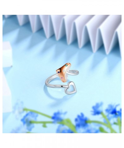 Adjustable Mushroom Ring Women Rose Gold Over 925 Sterling Silver Mushroom Dangle Earrings for Girls Love Heart Mushroom Neck...