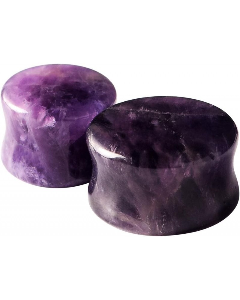 2pcs Stone Ear Gauges Flesh Tunnels Plugs Stretchers Expander Multi-styles 2g-5/8 0G (8MM) | Amethyst $7.88 Body Jewelry