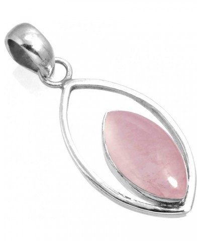 925 Sterling Silver Statement Pendant for Women 8x16 Marquoise Gemstone Handmade Jewelry for Gift (99584_P) Rose Quartz $17.9...