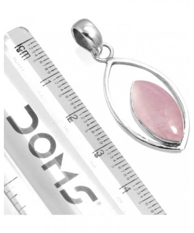 925 Sterling Silver Statement Pendant for Women 8x16 Marquoise Gemstone Handmade Jewelry for Gift (99584_P) Rose Quartz $17.9...