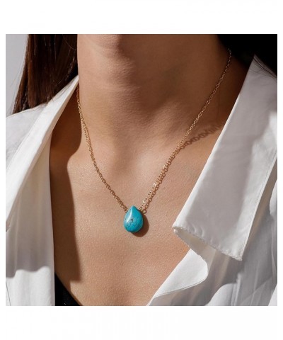 Boho Layered Leather Necklace for Women Trendy Long Boho Turquoise Necklaces Ring Choker Necklace for Women Girls Boho Jewelr...