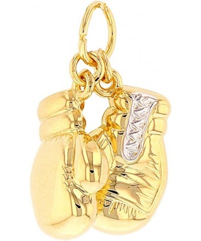 High Polish 14k Yellow Gold 3D Boxing Gloves Charm Sports Pendant Cuban Chain Necklace 16.0 Inches $113.75 Necklaces