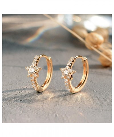 Gold Hoop Earrings Huggie Earrings for Women 14k Gold Plated Small Hoops Earrings for Teen Girls Starfruit $9.68 Earrings