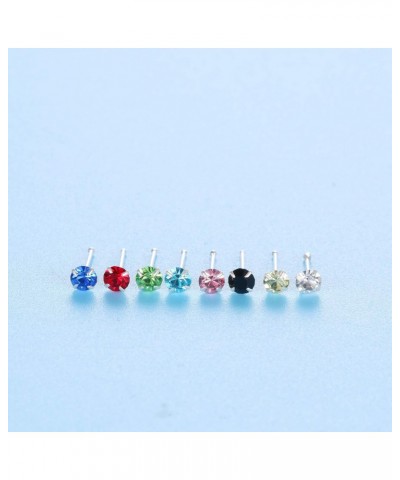 8Pcs 22G Sterling Silver Nose Rings Studs Pin for Women Men 3MM Mix Color Round Czech Crystal Nose Body Piercing Jewelry $9.6...