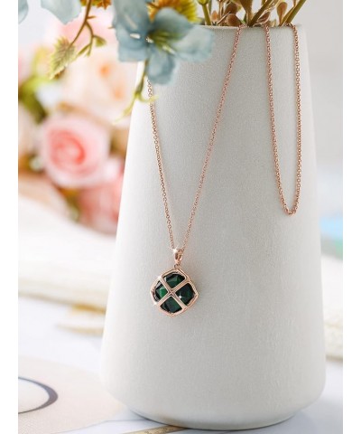 14MM Crystal Pendant Drop Dangle Necklace for Women Glod Plated Costume Jewelry Jan-Garnet-Rose Gold $9.35 Necklaces