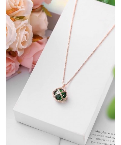 14MM Crystal Pendant Drop Dangle Necklace for Women Glod Plated Costume Jewelry Jan-Garnet-Rose Gold $9.35 Necklaces