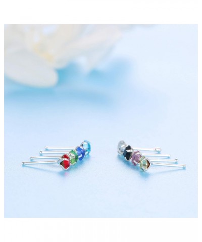 8Pcs 22G Sterling Silver Nose Rings Studs Pin for Women Men 3MM Mix Color Round Czech Crystal Nose Body Piercing Jewelry $9.6...