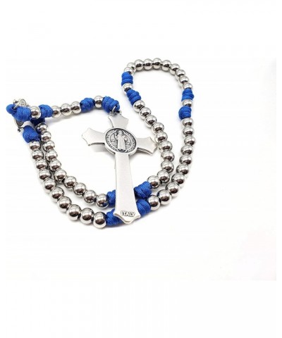 Necklace Blue Heavy Corded Saint Benedict Rosary With Card $11.05 Necklaces