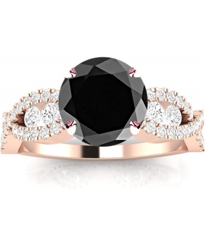 Designer Twisting Eternity Channel Set Four Prong Diamond Engagement Ring with a 2 Carat Black Diamond Heirloom Quality Cente...