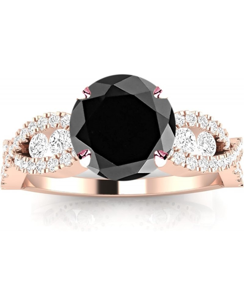 Designer Twisting Eternity Channel Set Four Prong Diamond Engagement Ring with a 2 Carat Black Diamond Heirloom Quality Cente...