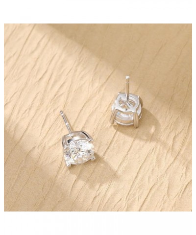 Moissanite Stud Earrings, 0.2-3ct Round Lab Grown Diamond Earrings for Women 18K White Gold Plated 925 Sterling Silver Earrin...