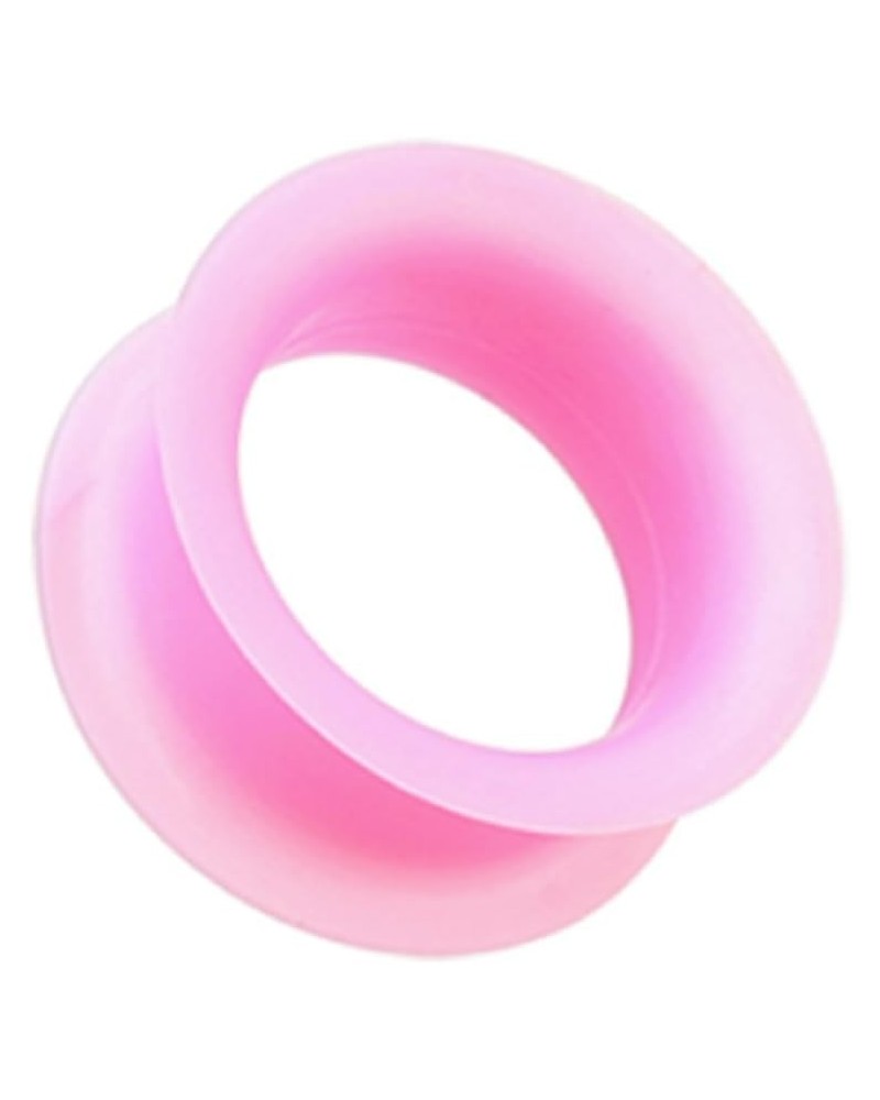 Ultra Thin Flexible Silicone Ear Skin Double Flared Ear Gauge Tunnel Plug (Sold by Pair) 1", Pink $8.69 Body Jewelry