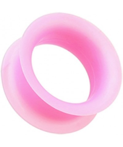 Ultra Thin Flexible Silicone Ear Skin Double Flared Ear Gauge Tunnel Plug (Sold by Pair) 1", Pink $8.69 Body Jewelry