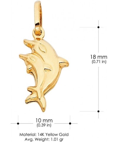 14K Yellow Gold Double Dolphin Prosperity Charm Pendant with 1.2mm Singapore Chain Necklace 24.0 Inches $83.98 Necklaces