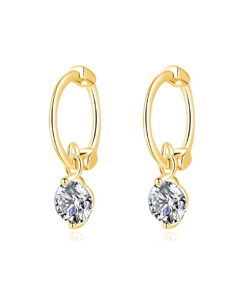 Solid 925 Sterling Silver CZ Droplet Hoop Earrings Huggies for Women Girls Small Hoop Earrings Drops B-18K Gold $9.71 Earrings