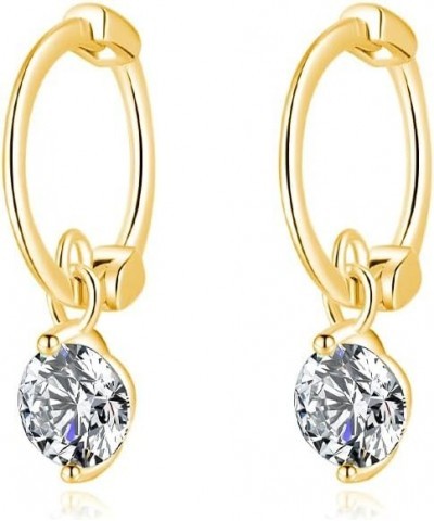 Solid 925 Sterling Silver CZ Droplet Hoop Earrings Huggies for Women Girls Small Hoop Earrings Drops B-18K Gold $9.71 Earrings