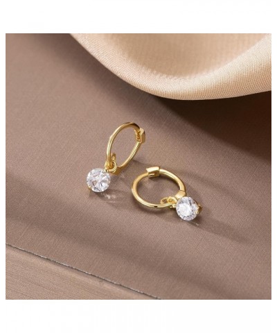 Solid 925 Sterling Silver CZ Droplet Hoop Earrings Huggies for Women Girls Small Hoop Earrings Drops B-18K Gold $9.71 Earrings