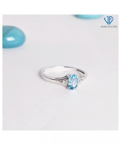 Birthstone Jewelry – Sterling Silver Ring Jewelry with White Diamond Accent – Gemstone Rings with Hypoallergenic Sterling Sil...