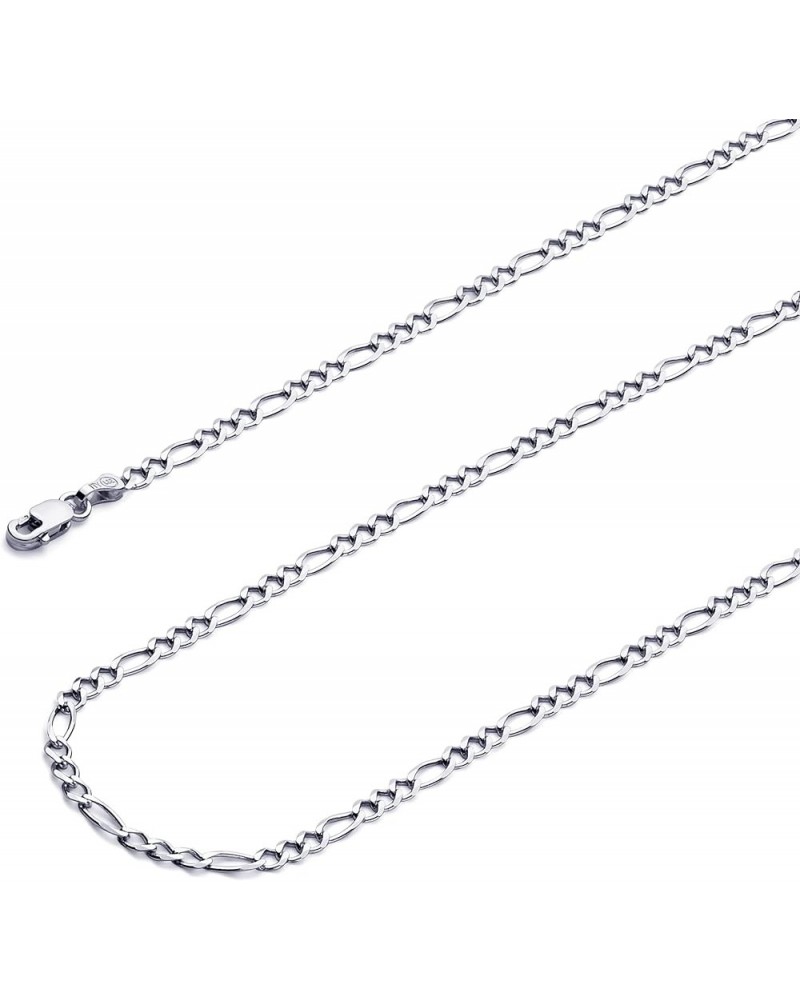 14K Solid Gold Figaro Chains (Select Options) 7 Inches White Gold $221.40 Bracelets