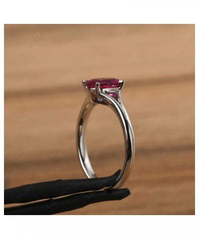 S925 Sterling Silver Gemstone Ring Split Shank Oval Shaped 8x6 mm Solitaire Engagement Promise Ring for Women Created Ruby $5...