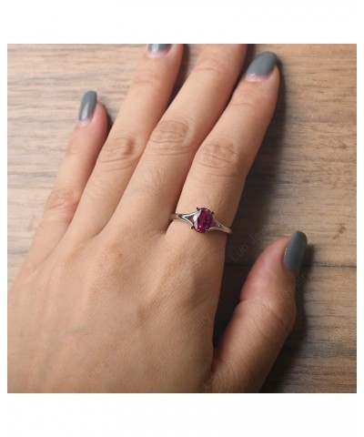 S925 Sterling Silver Gemstone Ring Split Shank Oval Shaped 8x6 mm Solitaire Engagement Promise Ring for Women Created Ruby $5...