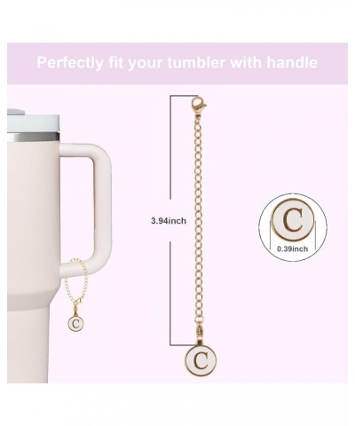 2Pcs Personalized Letter Charm for Stanley Simple Modern Tumbler 40oz with Handle ID Plate Initial Letter Chain Gift for Wome...