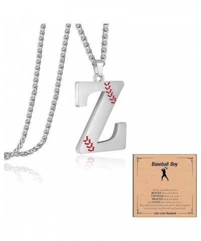 Baseball Initial Letter Necklace for Teen Boy, Stainless Steel Pendant Accessories Sport Charm Necklaces Personalized A-Z Let...