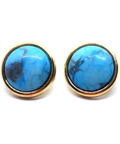 Brazilian Stones - - Natural Stone Stud Earrings, 18K Gold plated, Polished finish Gemstone, Blue, Black, Golden, Birthstone ...