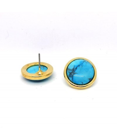 Brazilian Stones - - Natural Stone Stud Earrings, 18K Gold plated, Polished finish Gemstone, Blue, Black, Golden, Birthstone ...