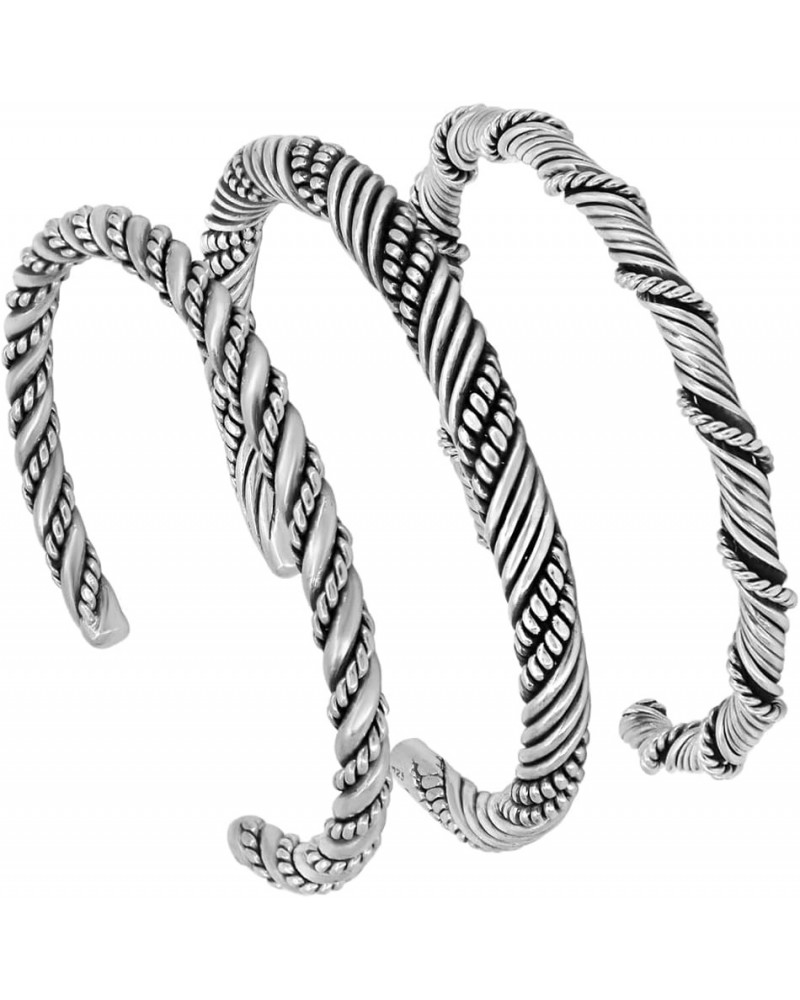 VIKING BRACELETS – Solid 925 Sterling Silver Cuffs for Men and Women in Different Designs - Sizes M, L, XL Viking Set of 3pcs...