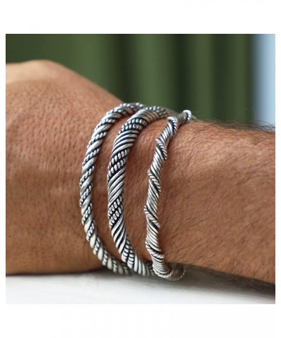 VIKING BRACELETS – Solid 925 Sterling Silver Cuffs for Men and Women in Different Designs - Sizes M, L, XL Viking Set of 3pcs...