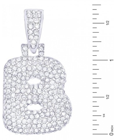 A - Z Initial Bubble Letter Silver Plated Iced CZ Pendant With 20" Rope Chain Necklace B $7.55 Necklaces