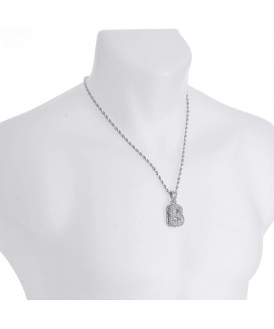 A - Z Initial Bubble Letter Silver Plated Iced CZ Pendant With 20" Rope Chain Necklace B $7.55 Necklaces