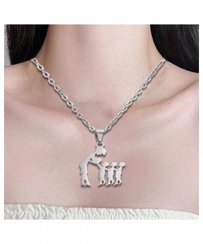 Stainless Steel Mom Daughter Family Necklace for Mothers Day Gift Silhouette Clavicle Chain Necklace Jewelry Gift Women 2 $7....