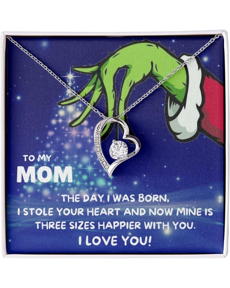 Grinch Necklace Gifts For Women Christmas Presents Jewelry Heart Pendant with Message Card and Gift Box for Wife Soulmate Gir...