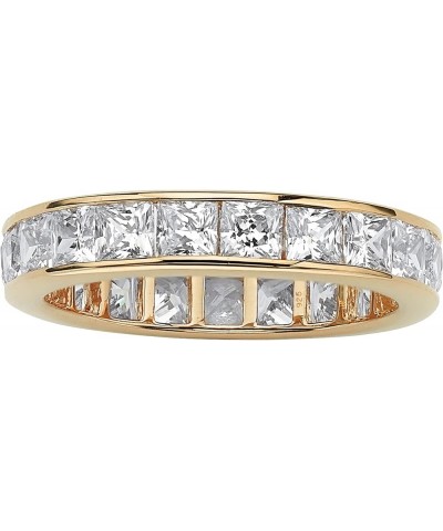 PalmBeach Yellow Gold-Plated or Platinum-Plated Sterling Silver Princess Cut Cubic Zirconia Channel Set Eternity Ring 18k Gol...