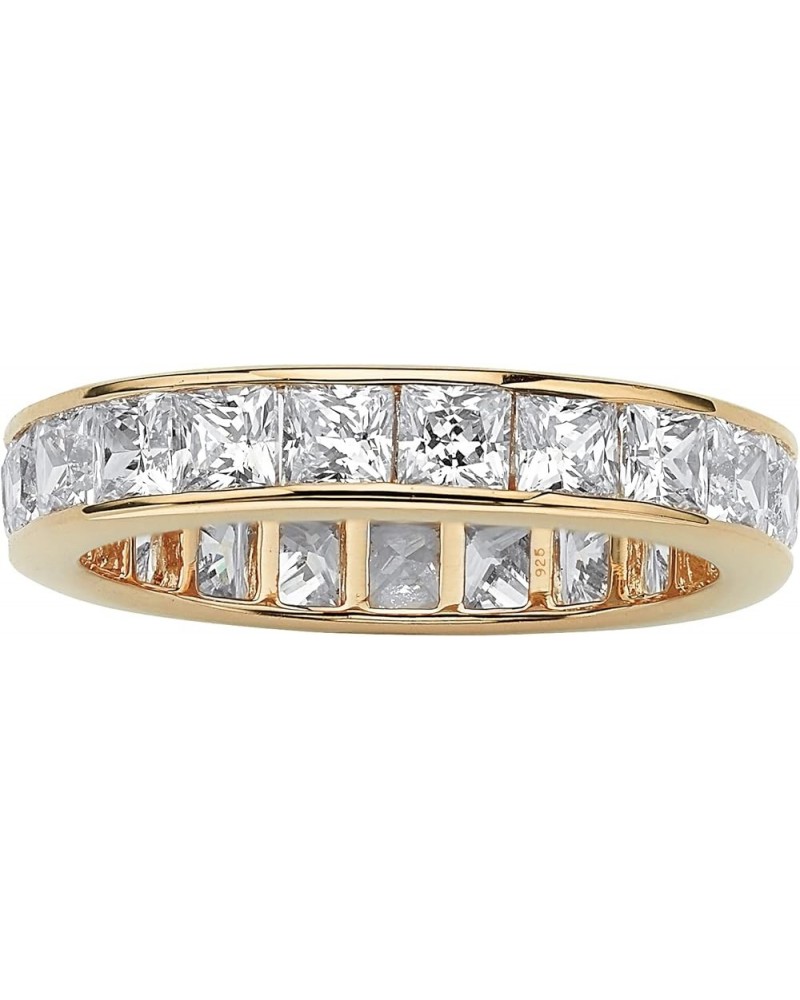 PalmBeach Yellow Gold-Plated or Platinum-Plated Sterling Silver Princess Cut Cubic Zirconia Channel Set Eternity Ring 18k Gol...