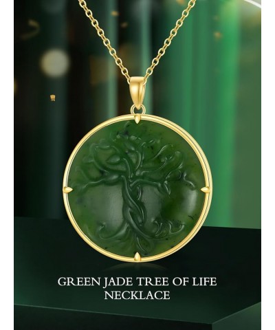 Tree of Life Necklace for Women with Jade Sterling Silver Round Jade Family Tree Jewelry for Women Mom Sister Grandma Birthda...