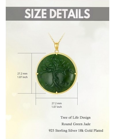 Tree of Life Necklace for Women with Jade Sterling Silver Round Jade Family Tree Jewelry for Women Mom Sister Grandma Birthda...