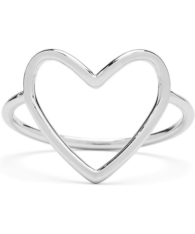 Rose Gold or Silver-Plated Statement Big Heart Stackable Ring - Brass Band, Stylish Design - Sizes 5-9 Silver $11.43 Rings