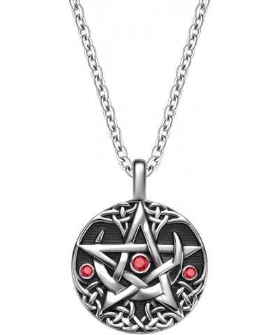 Gothic Jewelry for Women or Men - Pentagram Necklace - Celtic Star and Fire Medallion - Antique Finish Pentacle - Wiccan Paga...