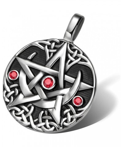 Gothic Jewelry for Women or Men - Pentagram Necklace - Celtic Star and Fire Medallion - Antique Finish Pentacle - Wiccan Paga...