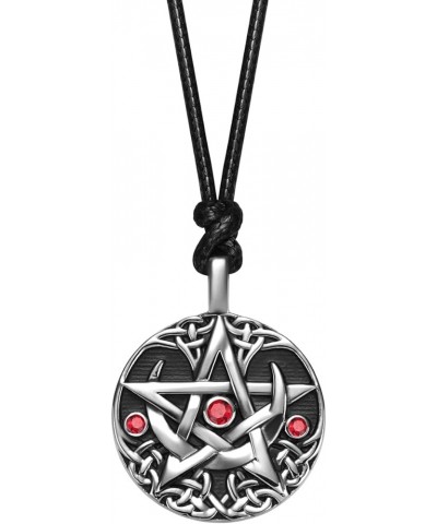 Gothic Jewelry for Women or Men - Pentagram Necklace - Celtic Star and Fire Medallion - Antique Finish Pentacle - Wiccan Paga...