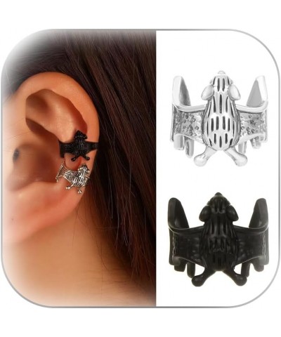 2Pcs Bat Ear Cuff for No Piercing Ear Women Bat Ear Cuff Earrings Black Climber Earrings Clip On Cartilage Earrings for Girls...