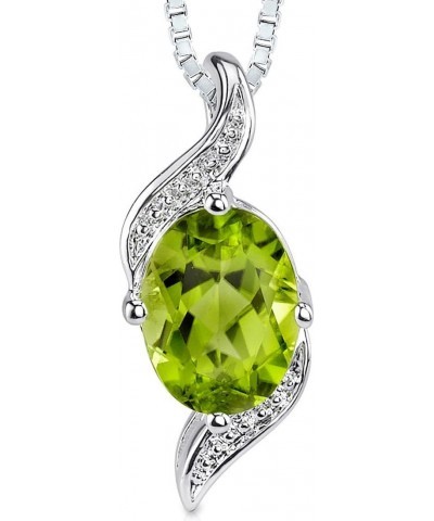 Peridot Pendant Necklace for Women 925 Sterling Silver, Natural Gemstone, 1.25 Carats Oval Shape 8x6mm, with 18 inch Chain $1...