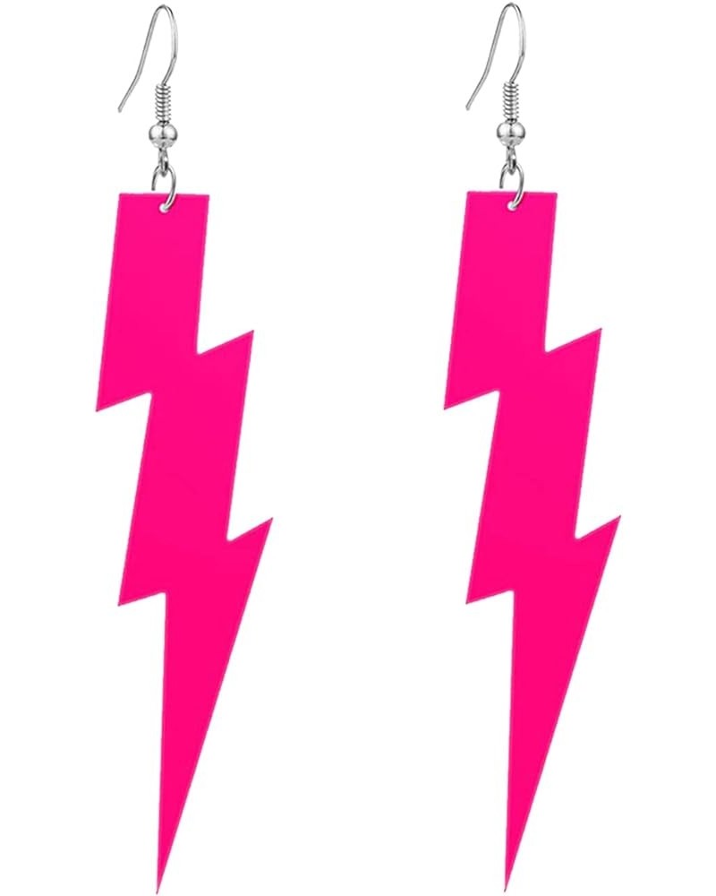 80s Neon Fluorescent Earrings Halloween Lightning Earrings Retro Acrylic Lightning Dangle Drop Earrings for Women Girls 80's ...